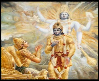 Arjuna meets Krishna in the Bhagavad Gita