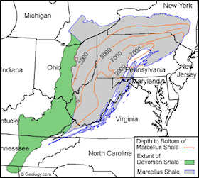 Marcellus shale, containing large natural gas reserves