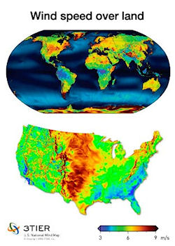 Map of World and USA wind power potential