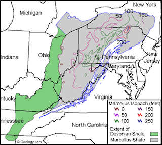 The Marcellus Shale map, and adjacent regions