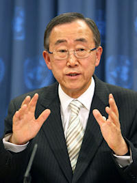 United Nations leader Ban Ki-moon has expressed deep concern over the world food shortage