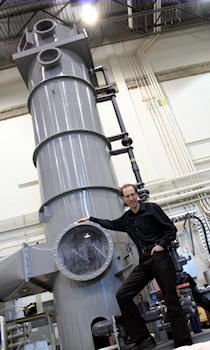 Scientist David Keith, University of Calgary, with his GHG capture machine