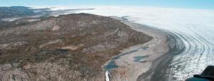 Horizontal banding of ice layers reveals thousands of years of ice formation at Greenland's Pakitsoq ice margin (Scripps/UC San Diego)