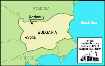 Location of Bulgaria's nuclear plants in Kozloduy