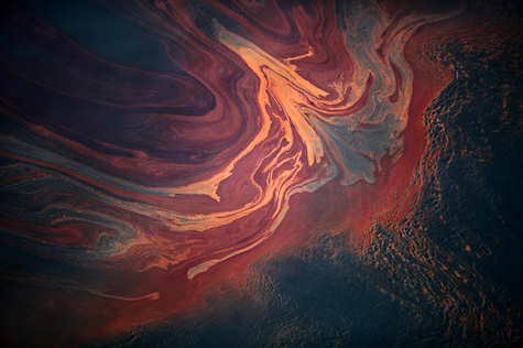 A small section of the oil spill. Photo via Denver Post. Click to see a larger image.